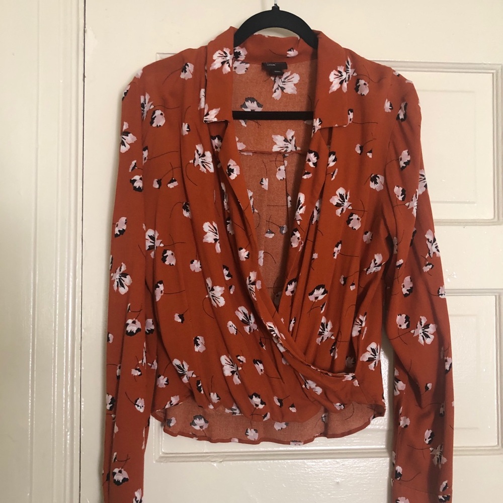 Rust/orange wrapt shirt